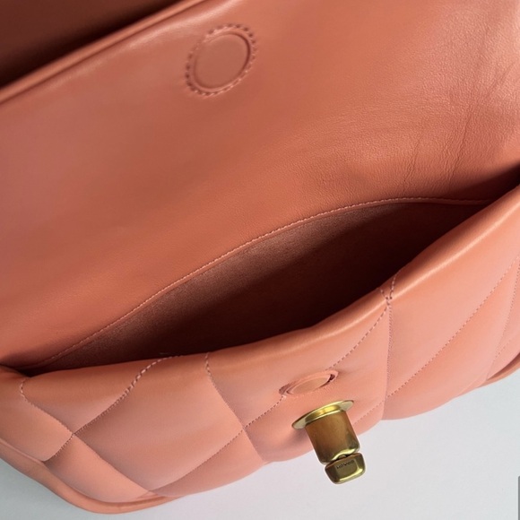 Coach Madison Quilted Leather Pillow Bag Chain Pink Coral - Picture 12 of 15